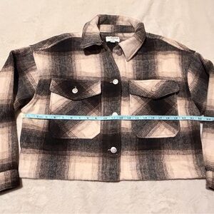 Ci Sono Black and Cream Plaid Shacket